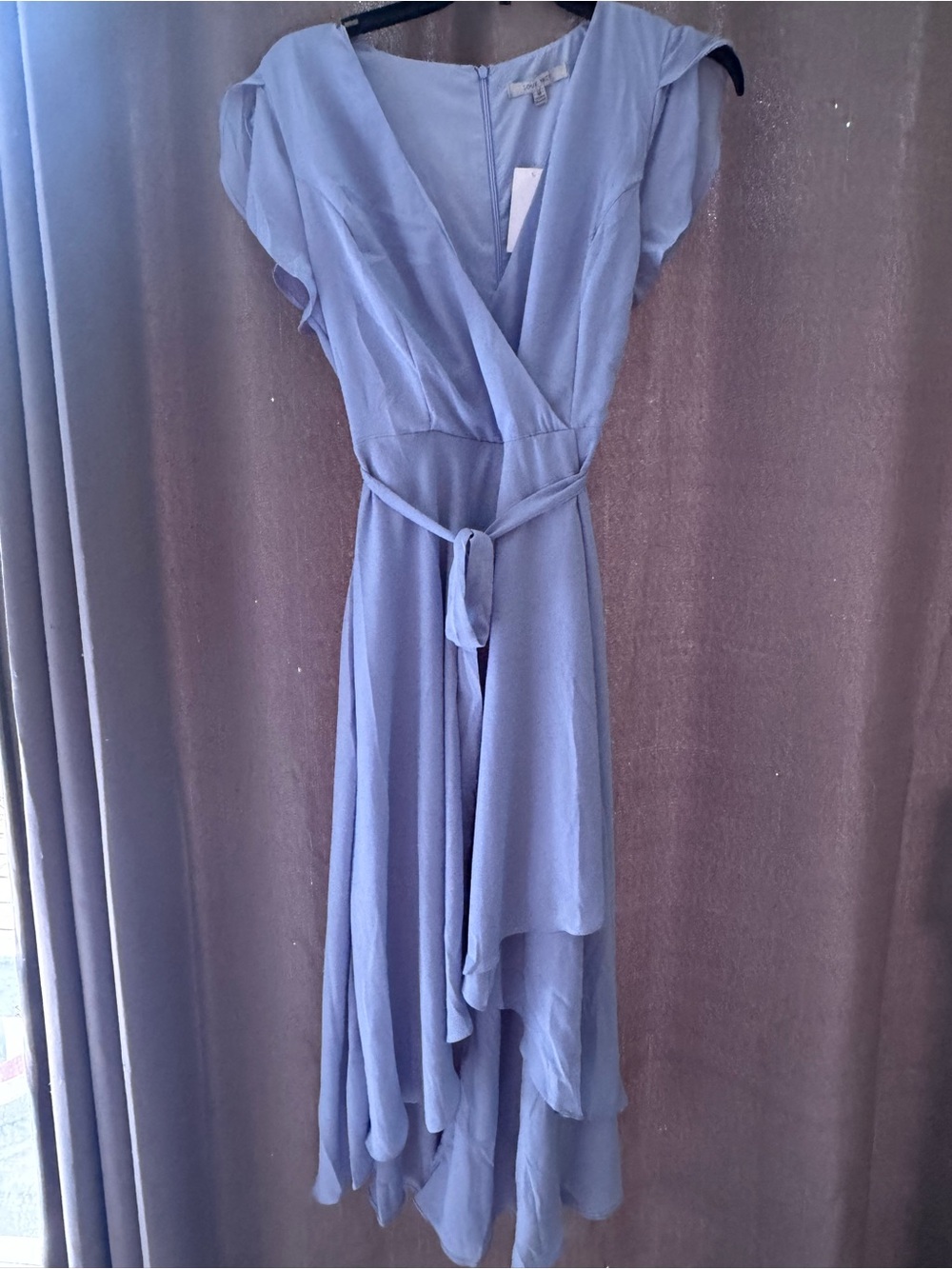 Love Tree Light Blue Asymmetrical Wrap Dress with Tie